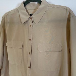 Talbots Silk Beige Blouse - size 12 petite